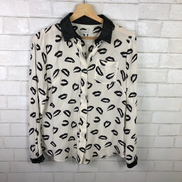 milly lips print blouse